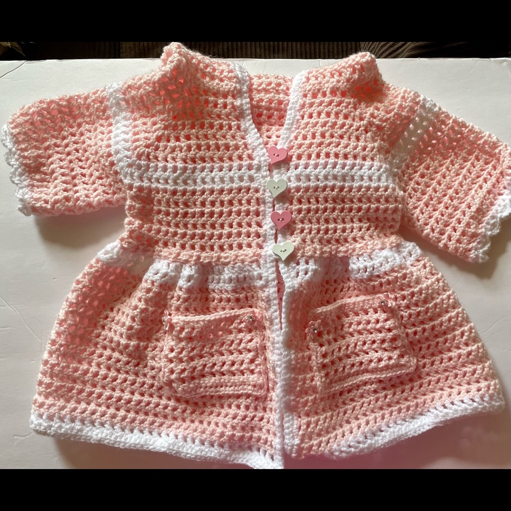 Crocheted Kids Hoodie Cardigan, Handmade